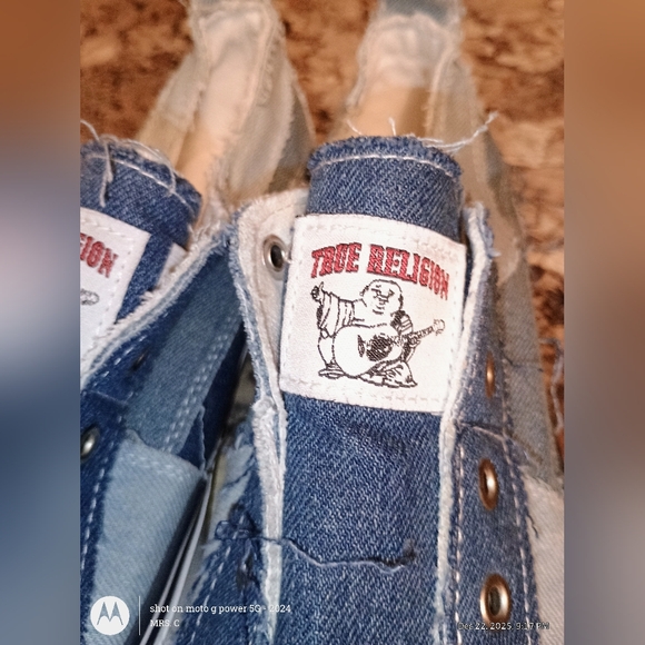 True Religion Laceless Cancas Slip-On Sneakers Blue 8us - Picture 3 of 12